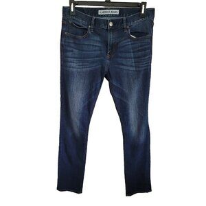EXPRESS Jeans Rocco Mens 32x34 Slim Fit Dark Blue Denim Skinny Jeans Low Rise